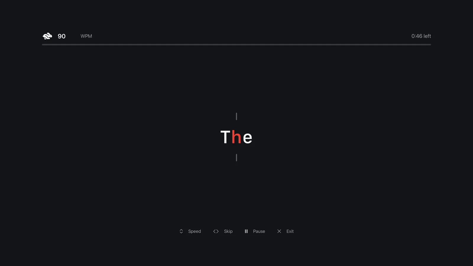 Speed-reading mode with words-per-minute and a progress bar